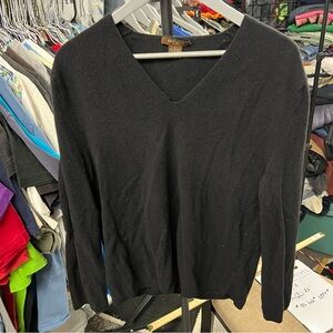 ESPERANTO Brand Black V-neck Cashmere Sweater Size L (FLAW)